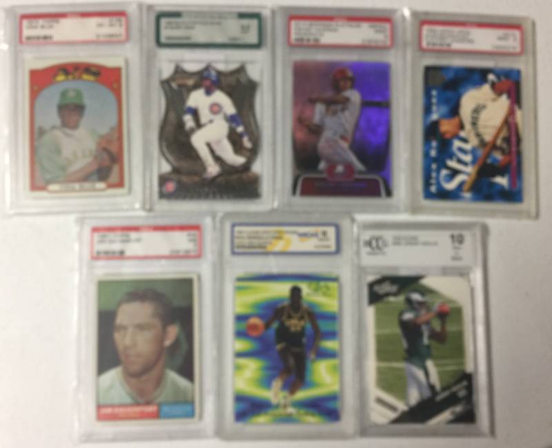 lot 1069 image: Lot of Six Graded Cards Including Rookies, Stars, and Vintage 1961 Topps, 1972 Topps, Shaquille ONeal, Alex Rodriguez, Sammy Sosa, Jeremy Maclin Rookie