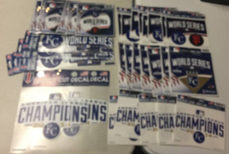 lot 1071 image: Well Over 30 Kansas City Royals 2014 American League Champions & World Series Stickers, Bumper Stickers, Decals, Magnets