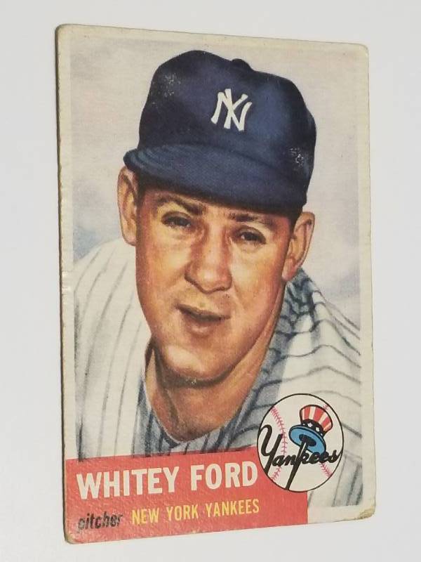 lot 1302 image: 1953 Topps Whitey Ford #207 Vintage New York Yankees Baseball Card HOF