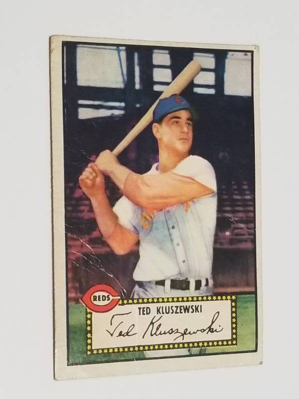 lot 1303 image: 1952 Topps Ted Kluszewski #29 Vintage Red Back Cincinnati Reds