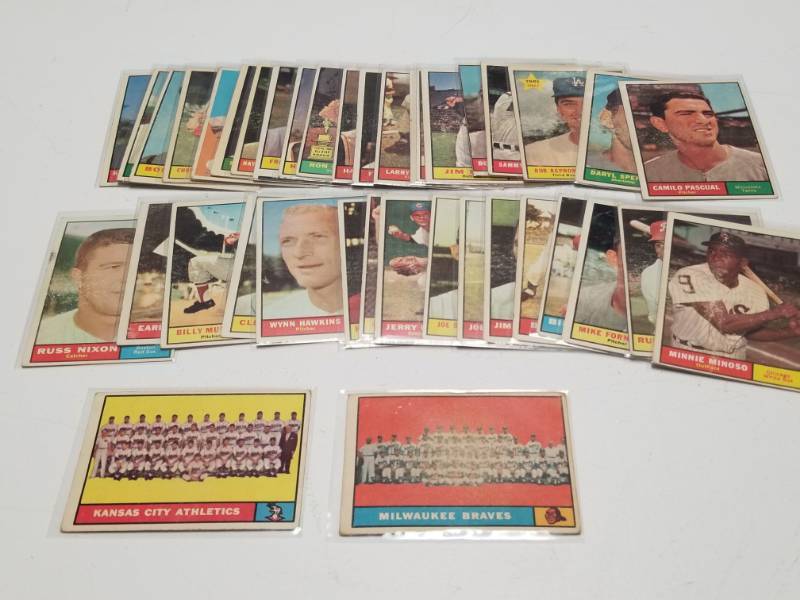 lot 1311 image: 1961 Topps Vintage Baseball Lot of 50 Cards w Nellie Fox & Minnie Minoso