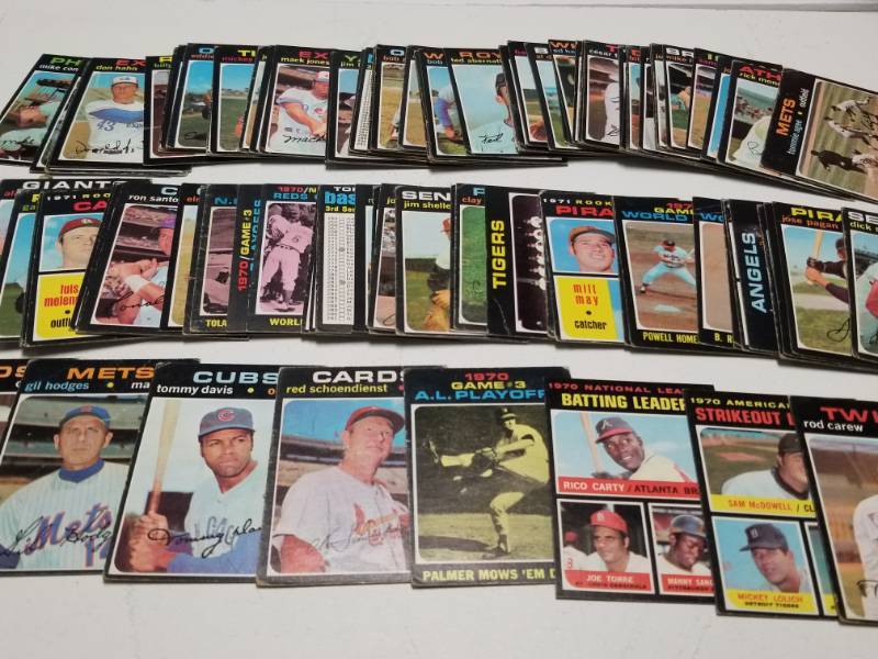 lot 1313 image: 1971 Topps Vintage Baseball Lot of 100 Cards w Rod Carew & League Leader Cards