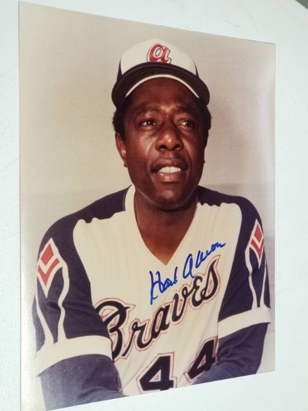 lot 1317 image: Hank Aaron Autographed 8x10 Glossy Photo Atlanta Braves HOF w COA