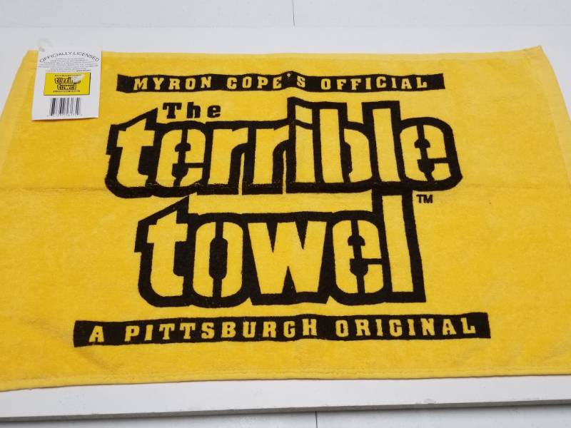 lot 1341 image: Pittsburgh Steelers Myran Cope Official Terrible Towel Yellow & Black