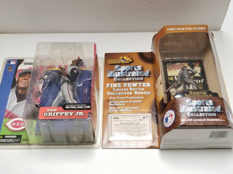 lot 1347 image: Ken Griffey Jr. MLB McFarlane Cincinnati Reds Action Figure  SI Pewter Statue HOF New