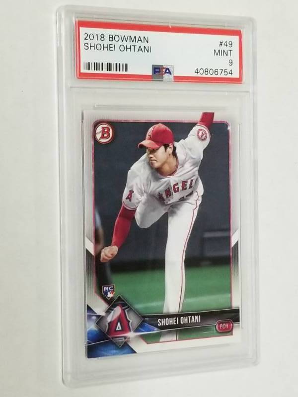 lot 1362 image: 2018 Bowman Shohei Ohtani #49 Rookie Card Graded PSA 9 Mint LA Angels Phenom