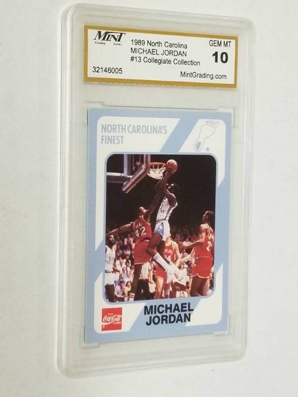 lot 1365 image: 1989 North Carolina Michael Jordan #13 Collegiate Collection Graded MGS Mint