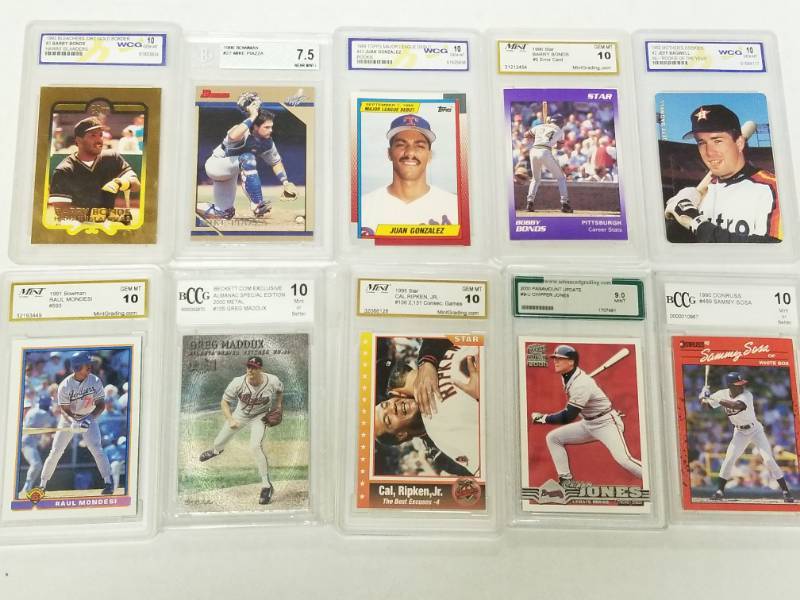 lot 1366 image: Graded Baseball Card Lot of 10 Different w Cal Ripken Jr & Chipper Jones