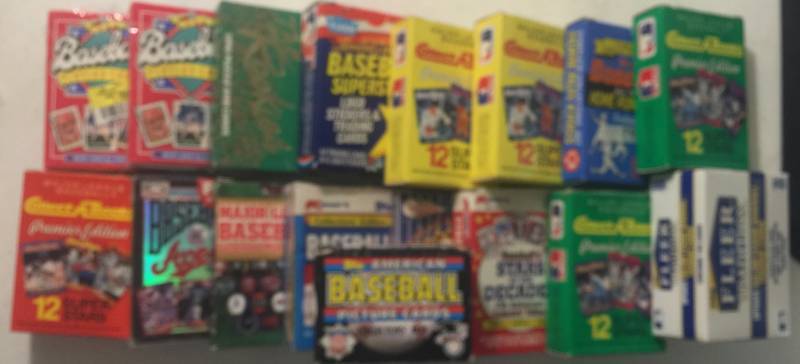 lot 1111 image: 17 Baseball Card Boxed Sets from 1980s and 1990s - All for One Money