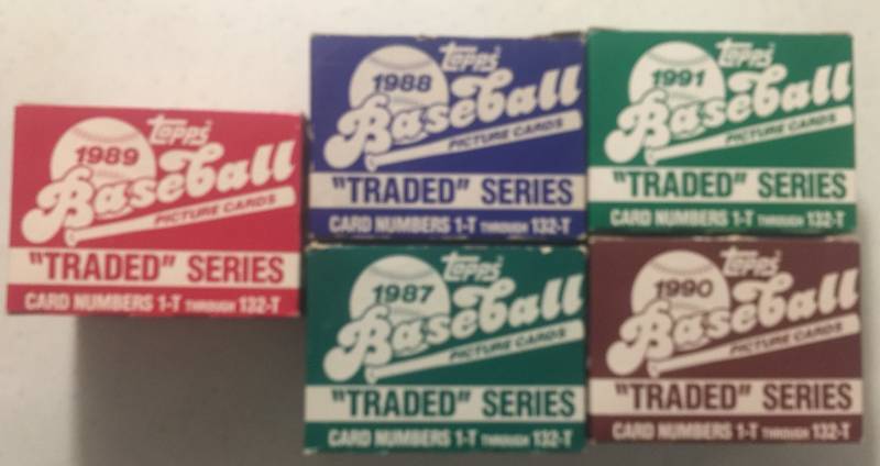 lot 1120 image: Complete Run of Topps Traded Complete Sets From 1987 to 1991 Including Rookies of Ken Griffey Jr, Greg Maddux, and More - All Five Sets One Money