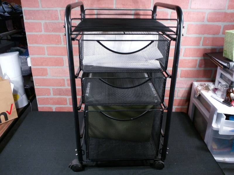 lot 1 image: Rolling File Folder Cart W Envelopes & Hanging File Folders