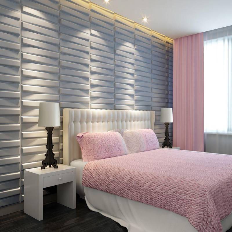 lot 28 image: ThreeDwall Off-White Plant Fiber Paintable Glue-On 3D Wall Panels
