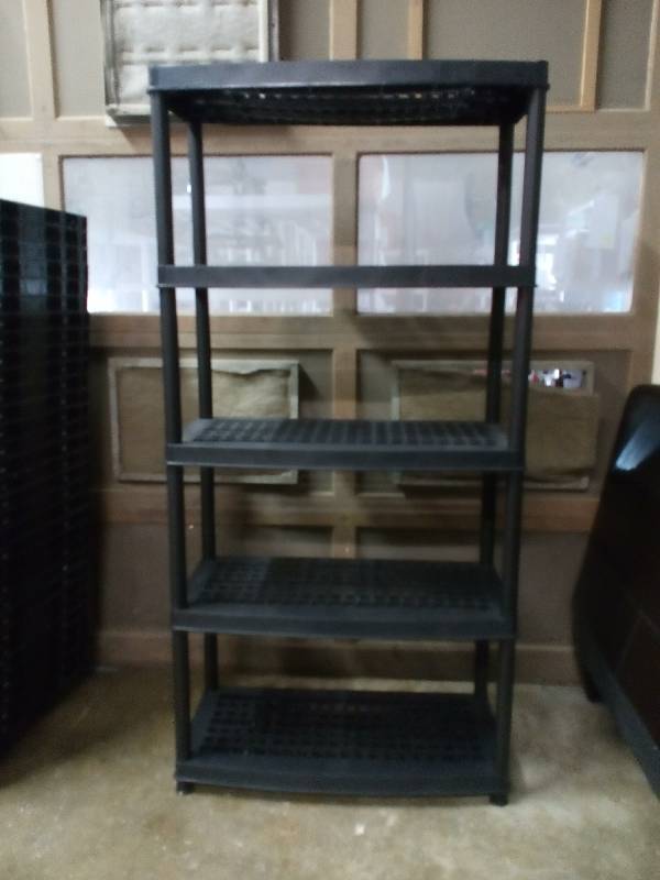 lot 49 image: Plastic Black Shelving - 5 Shelf Unit