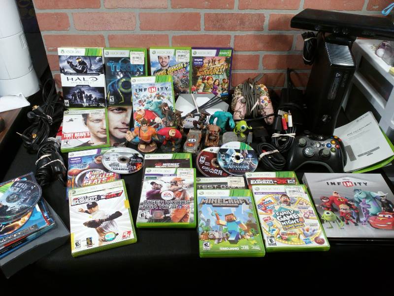 lot 82 image: XBox 360 with Kinect  Controllers  Games  & Accessories