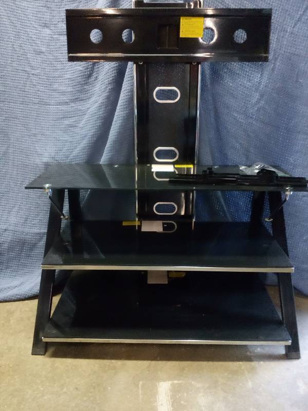 lot 150 image: Black Glass & Metal Flat Screen TV Stand