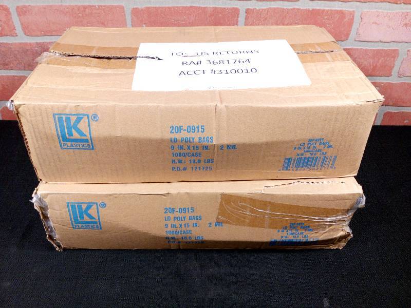 lot 213 image: Elkay Plastics 2mil Low Density Flat Bags