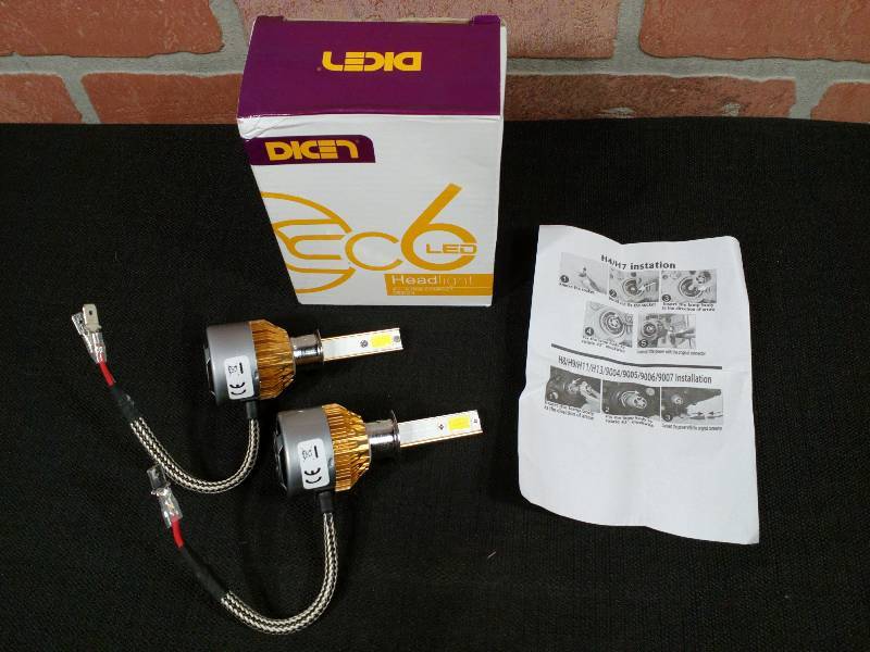 lot 222 image: Dicen H4H7 LED Carlight Headlight Pair C6