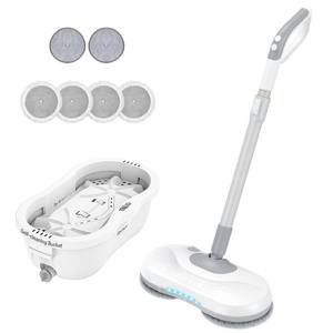 lot 17029 image: Redkey M1 Electric Spin Mops with Self Cleaning Bucket, Cordless Electric Spin Mop with LED Headlight & Water Sprayer, 60Min Runtime, Electric Mop for HardwoodTile Floor Cleaning and Polisher, 6 Pads - Retail $69