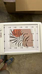 lot 17030 image: Modern Palm Leaf Art Print in White Frame - Retail $45