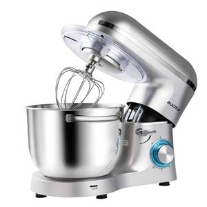 Aucma Stand Mixer,6.5-QT 660W 6-Speed Tilt-Head Food Mixer, Kitchen Electric Mixer with Dough Hook, Wire Whip & Beater (6.5QT, Silver) - Retail: $170