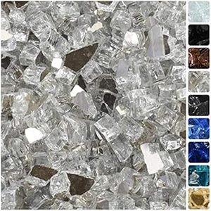 lot 17054 image: High Luster, 12 Reflective Tempered Fire Glass in Diamond Starlight, 10 Pound Jar, by Celestial Fire Glass (B06XCRRZJY) - Retail $56