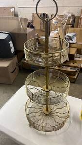 lot 17055 image: 3-Tier Gold Wire Display Stand - Retail $35