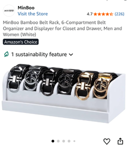 lot 17057 image: MinBoo Bamboo Belt Organizer Rack - Retail $33