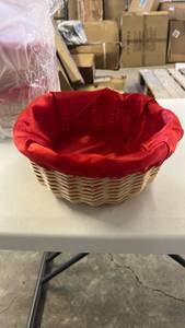 lot 17064 image: Red Satin Lined Woven Basket - Retail $15