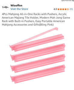 lot 17070 image: Pink Acrylic Mahjong Tile Rack Set with Pushers - Retail $32