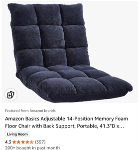 lot 17078 image: 14-Position Adjustable Memory Foam Floor Chair - Retail $61