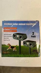lot 17086 image: Solar Powered Ultrasonic Animal Repellent - 2 Pack - Retail $35