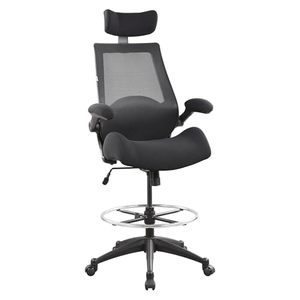 lot 17088 image: BOLISS 400lbs High Back Wide Computer Office Drafting Chair Flip up Armrests Lumbar Support Adjustable Big Footrest Ring(Black) - Retail $230