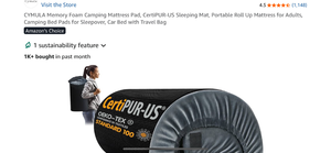 lot 17090 image: Cymula Memory Foam Camping Mattress - Retail $89