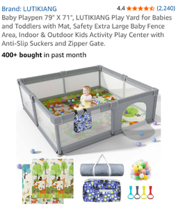 lot 17093 image: Extra Large Baby Playpen with Play Mat - Retail $139