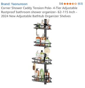lot 17101 image: 4-Tier Corner Shower Caddy Tension Pole - Retail $35