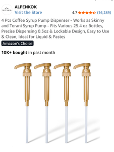 lot 17105 image: Gold Syrup Pump Dispenser Set - Retail $15