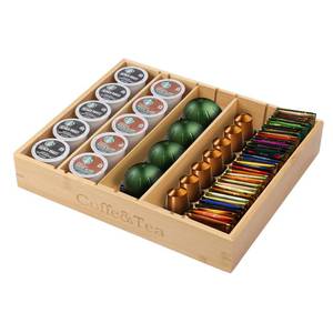 lot 17115 image: MinBoo Bamboo K Cup Holder for Drawer or Countertop Coffee Pod Holder 25-36 K Cup Pod Storage Tea Bag Organizer Storage for Coffee Station Home Office and Kitchen (Bamboo) - Retail $26