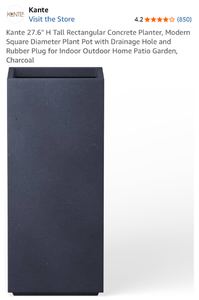 lot 17116 image: Modern Tall Rectangular Concrete Planter ( damaged but still work fine ) - Retail $119