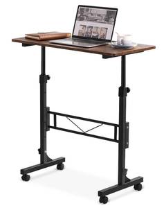 lot 17127 image: Amztabler Small Standing Desk Adjustable Height, Mobile Stand Up Desk with Wheels, 32 Inch Portable Rolling Desks for Walking Pad Treadmill Wood Rustic - Retail $59