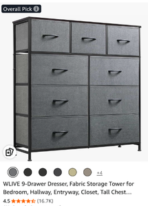 lot 17144 image: Modern 9-Drawer Fabric Storage Dresser - Retail $69