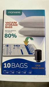 lot 17146 image: Monvane Vacuum Storage Bags with Electric Pump - Retail $25