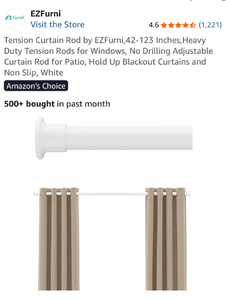 lot 17153 image: Adjustable No-Drill Tension Curtain Rod - Retail $40