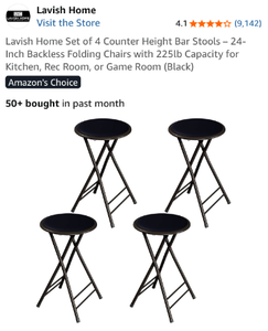 lot 17156 image: Set of 4 Counter Height Folding Bar Stools - Retail $94