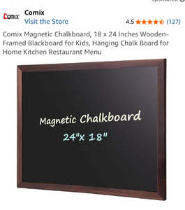 lot 17172 image: Wooden Framed Magnetic Chalkboard - Retail $39