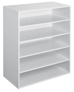 lot 17180 image: ClosetMaid 1565 Stackable 5-Shelf Organizer, White - Retail $49
