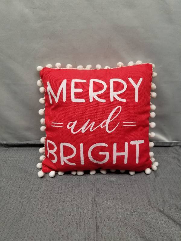 lot 12219 image: MERRY AND BRIGHT CHRISTMAS PILLOW