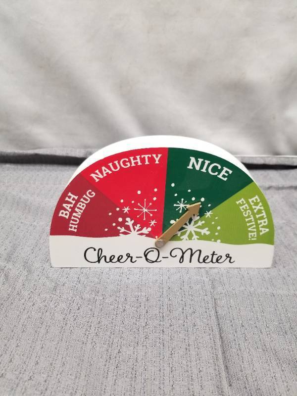 lot 12222 image: Christmas Cheer-O-Meter Holiday Novelty Gauge