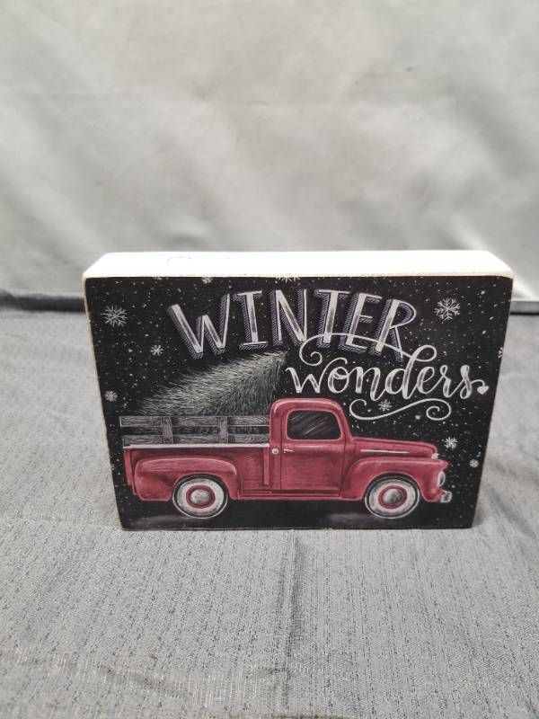 lot 12233 image: Primitives By Kathy Chalk Box Sign - winter Wonders