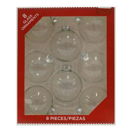 lot 12254 image: Holiday Time Clear Glass Ornaments, 8 count