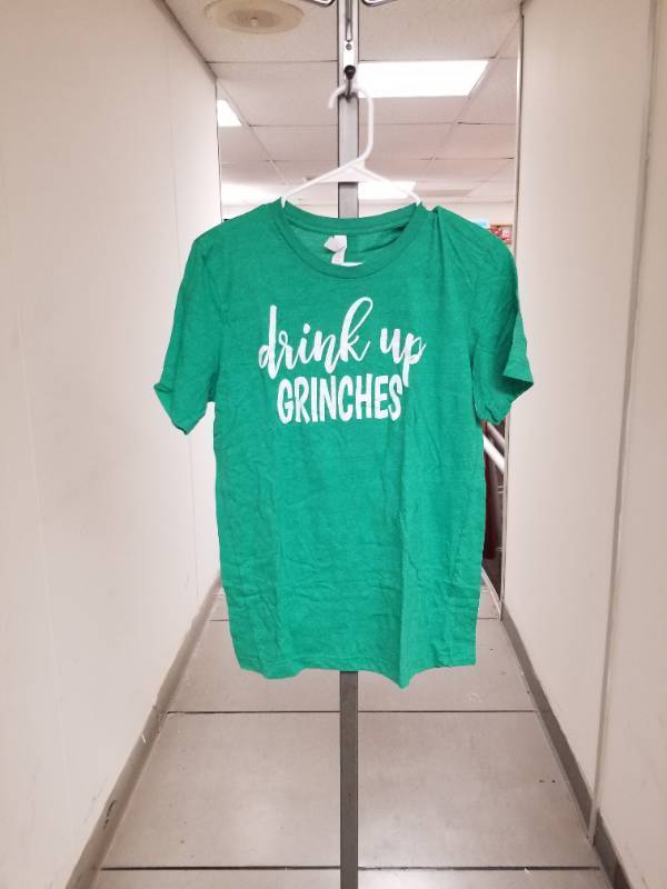 lot 12267 image: Drink Up Grinches Bella Canvas T-Shirt Green Medium
